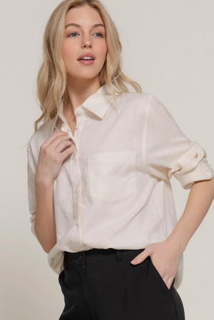 Active Basic - Long Sleeve Linen Blend Top|353
