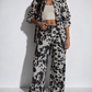 By Together - Denim Cotton Animal Print Wide Leg Pants
